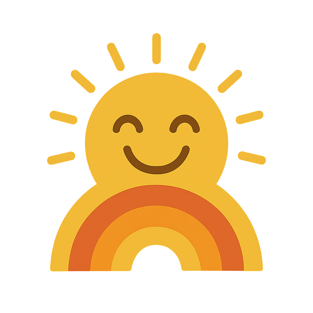 DivorceVirtual logo - Sun with rainbow